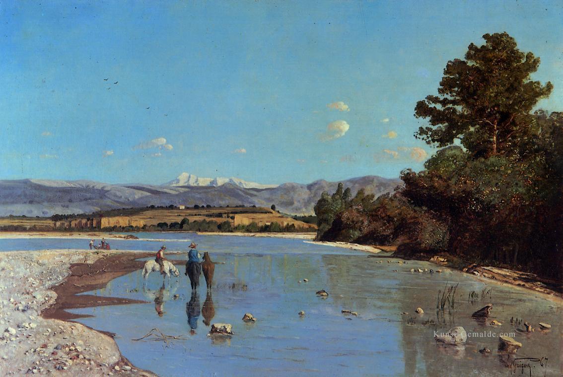 die Ufer der Durance bei Puivert2 Szenerie Paul Camille Guigou Landschaften Bach Ölgemälde